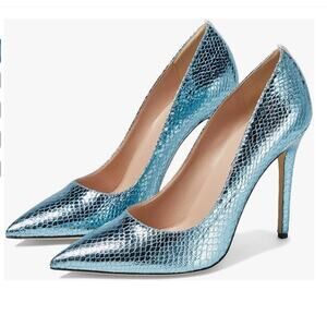 SJP Sarah Jessica Parker Fawn Pump Tide Blue Size 6.5 US 37 EU NIB Iridescent